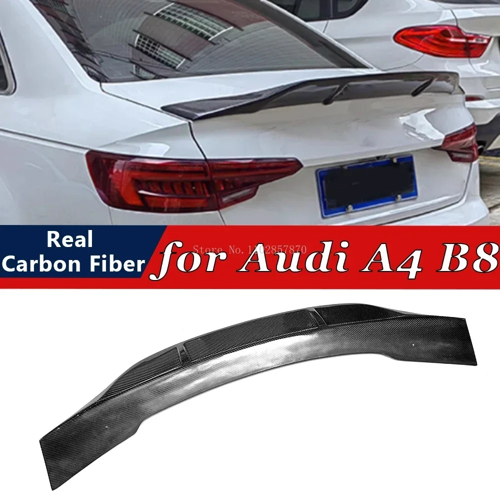 

For Audi A4 B8 2009-2012 Real Carbon Fiber Rear Spoiler Bumper Lip Trunk Wing Boot Spoiler Body Kits Exterior Parts