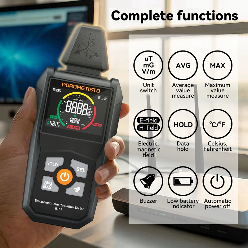 EMF Meter High Precision Digital Electromagnetic Field Radiation Detector Great Tester For Home Office Outdoor EMF Inspections