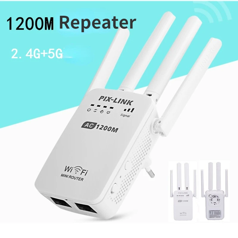 2.4G/5G Wireless 1200M Repeater Wifi Signal Amplifier Network Extender