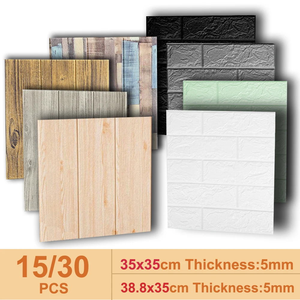 

30/15 шт., самоклеящиеся водонепроницаемые 3D-обои с изображением кирпичной стены