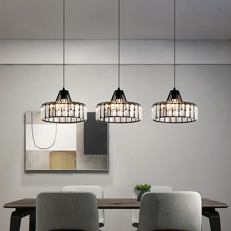 

Nordic LED Pendant Lamp For Kitchen Island Dining Room Round Modern Iron Chandelier Black Rest Area Glass Lighting Fixtures E27