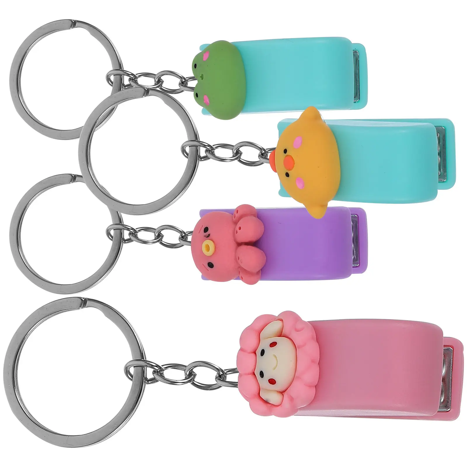4Pcs 동물 스테이플러 키 체인 소형 소형 스테이플러 휴대용 사무실 학교 문구 귀여운 책상 액세서리 학생 선물