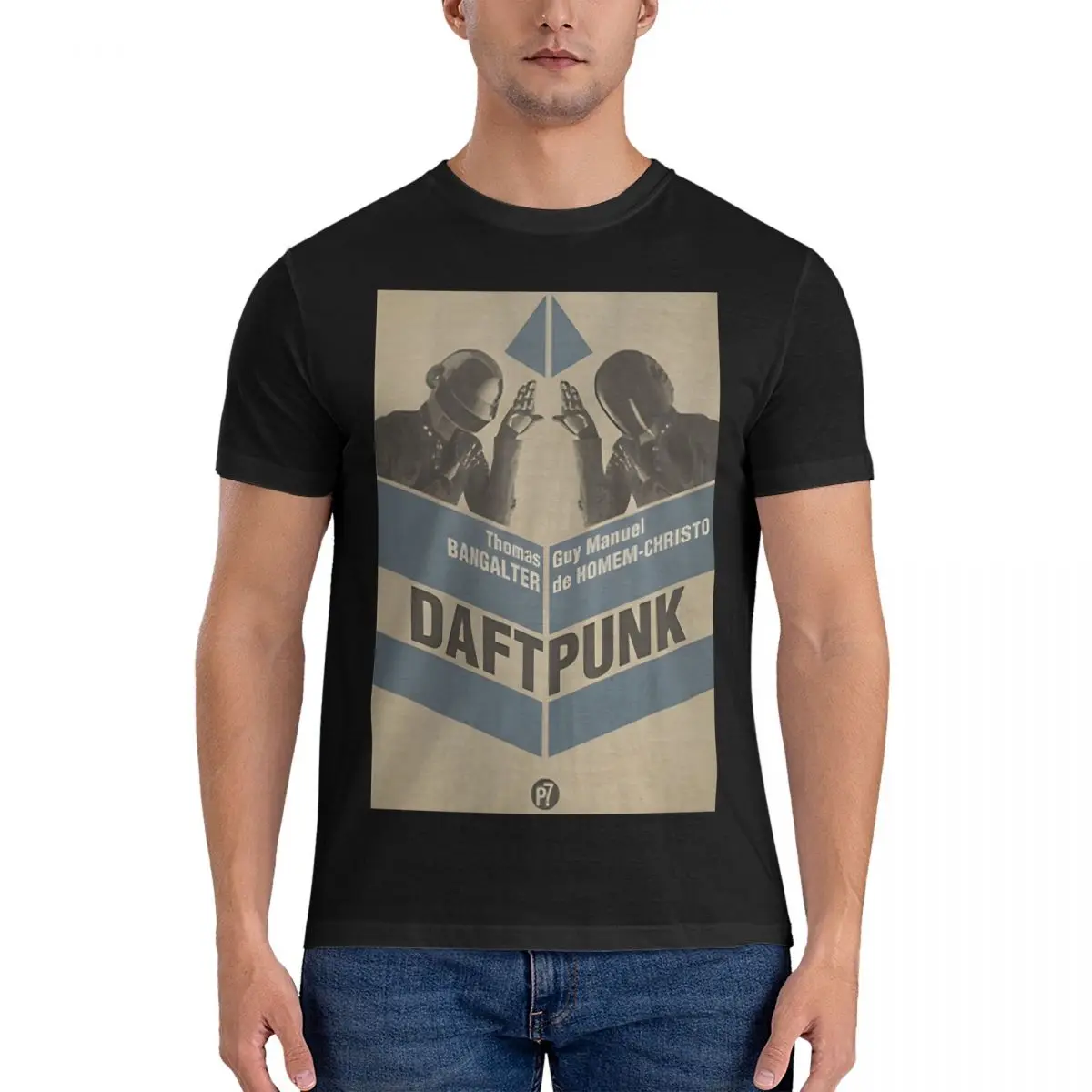 

Men's Fun T Shirts D-Daft Punk Pure Cotton Tops Funny Short Sleeve Crew Neck Tees Birthday Gift T-Shirts