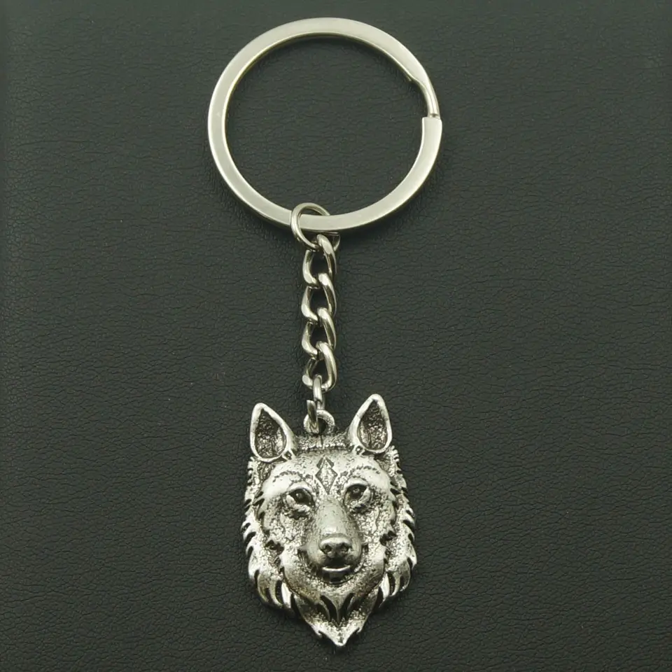 Retro Key Accessories Viking Culture Wolf Head Keychain