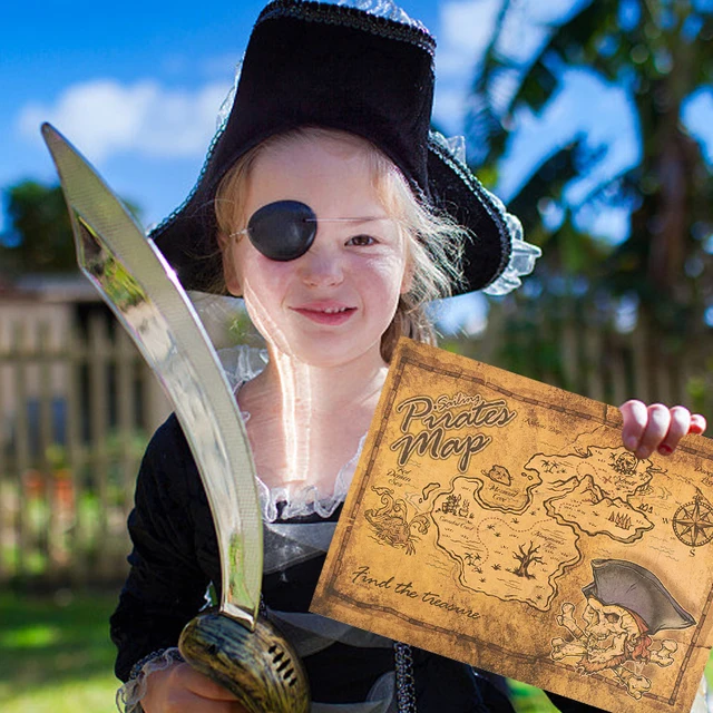 Mappa Del Tesoro Per Feste Di Halloween - Gioco Vintage Per Bambini Con Bandiere E Tenda - Foto 6