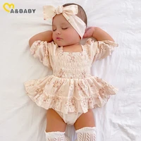 ma&Baby 0-24M Summer Baby Girl Romper Newborn Infant Baby Floral Print Ruffle Jumpsuit Playsuit Sunsuit Headband Outfits 1