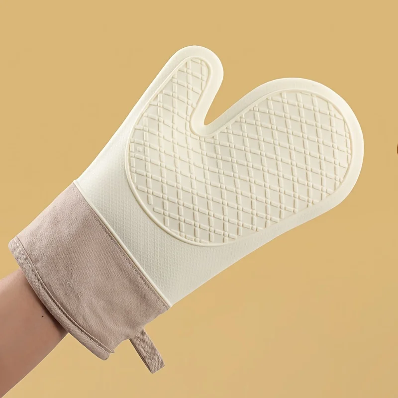 1pc Heat Resistant Silicone Oven Mitts, Non-Slip Quilted Kitchen Gloves ...