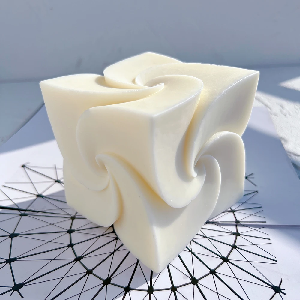 

Windmill Square Cube Candles Mold Swirl Soy Wax Silicone Molds Rubik's Cube Unique Abstract Art Wax Mould