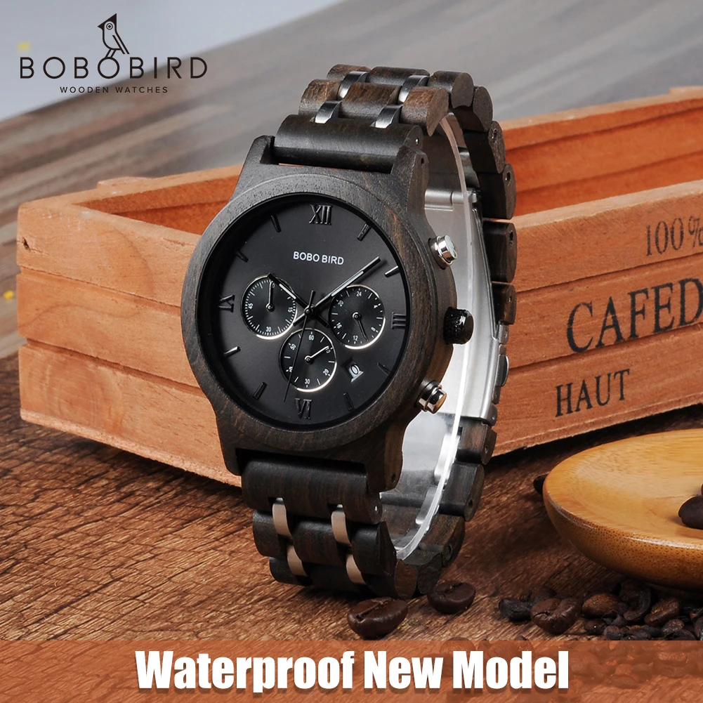 

Waterproof Men's Watch Wood Quartz Man Watch Luxury Female Watch BOBO BIRD Wristwatch Couple Wood Timepieces Clock Custom gift