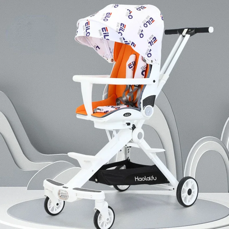 

Baby Stroller Can Sit and Lie Light Folding Baby Pram Portable Folding Lightweight Baby Stroller Four Wheels Cart