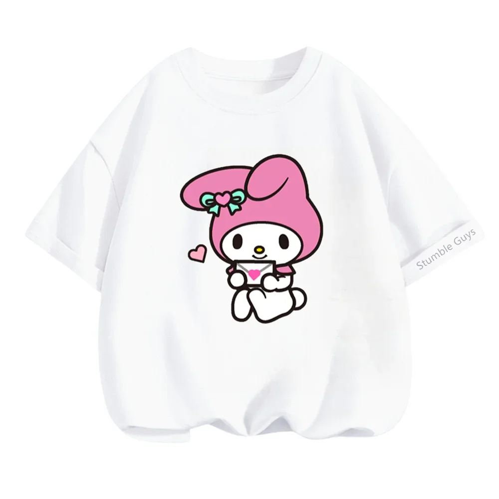 2024 New Anime Cartoon Summer My Melody 3-14y Kids Clothing Kids Girls Fashion T Shirt Casual Teen Tops 5