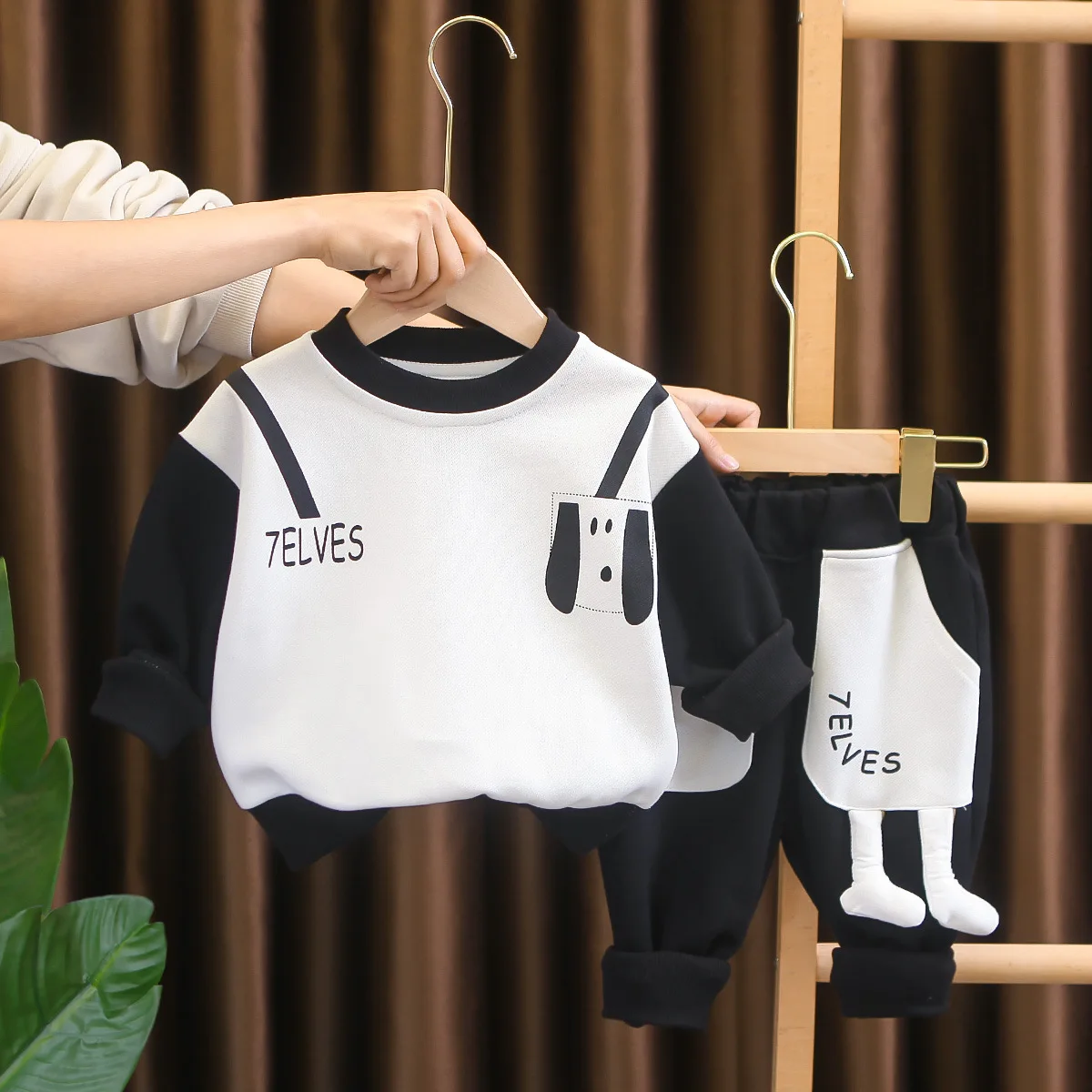 

Baby's Sets 2024 New Spring Autumn Boys and Girls Three-dimensional Dog Pocket Long Sleeve T-shirts and Pants Childrens Clothing