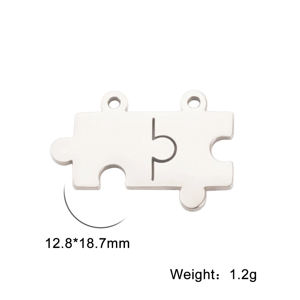 5 Stück Edelstahl Puzzle Anhänger Zubehör DIY Schmuck Charms für Halskette Armbänder handgemachte Lieferungen Großhandel – Detail 7