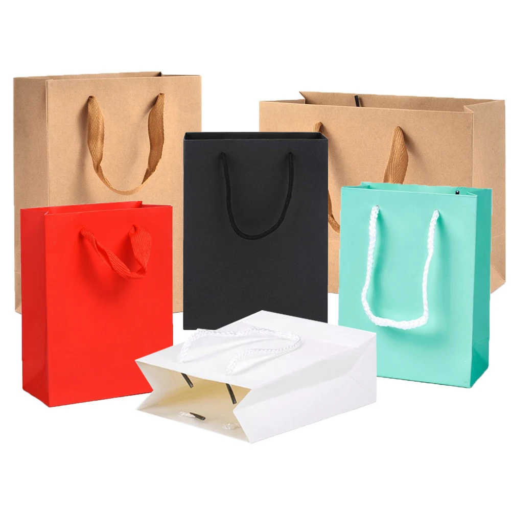 Bolsas papel Kraft de alta calidad, 10 Uds., bolsa de regalo para ropa de fiesta, zapatos, paquetes de paquetes para regalo con adornos de - AliExpress Joyería accesorios