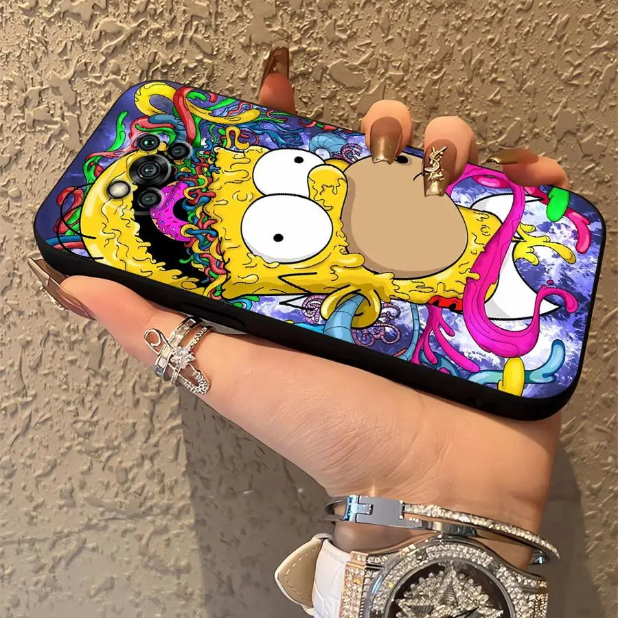 Black Soft Phone Cover Case with Funny Homer Simpson Design
