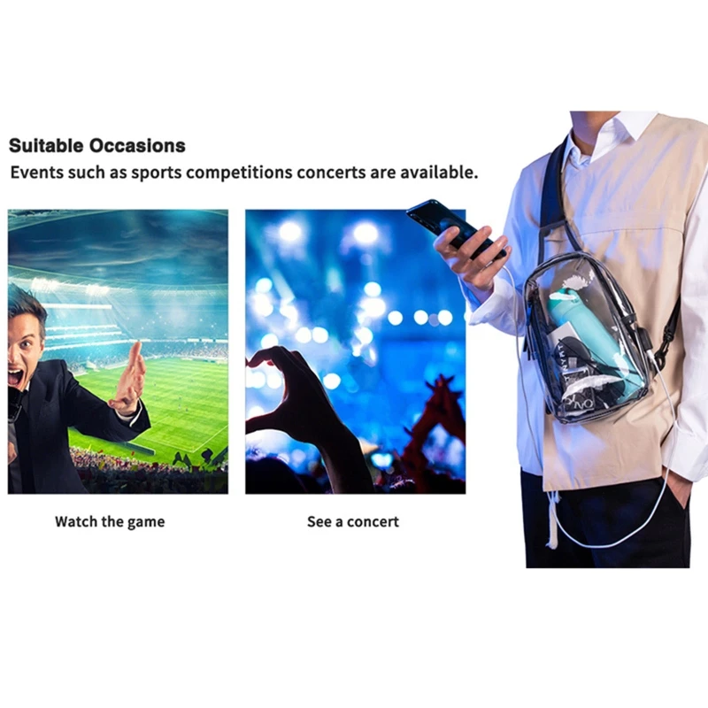 Clear Sling Bag PVC Crossbody Shoulder Bags Transparent Casual Chest Phone for Women Men Perfect for Hiking Stadium Work