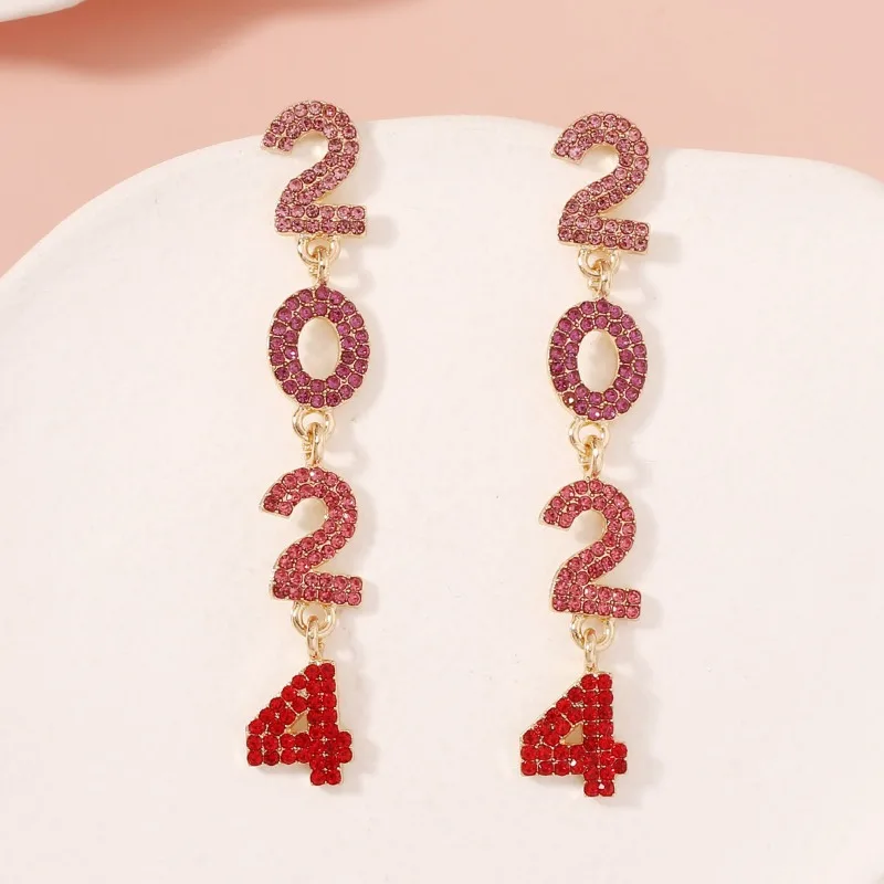 

Europe and America 2024 Zircon Digital Advanced Women's Earrings Versatile Trend Fashion Temperament Girl Earnail Jewelry