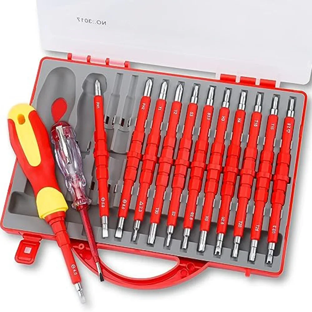 

Tool Insulation Electronic Slotted Driver Electrician 1 Kit In Magnetic Set Tool Phillips 26 Hand Screw Repair Screwdriver Bits