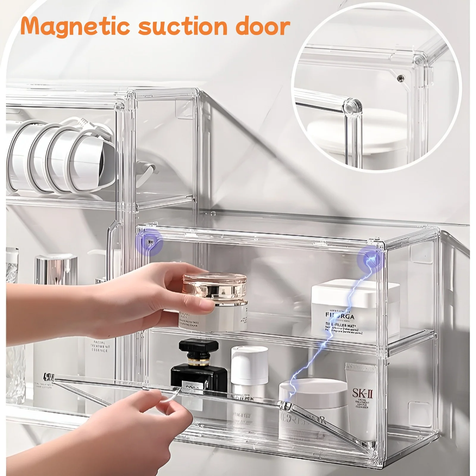 Clear Storage Case, Dustproof Wall Storage Box, Cosmetic Skincare Containers, Cosmetic Display Cases, Layered Makeup Organizer 3