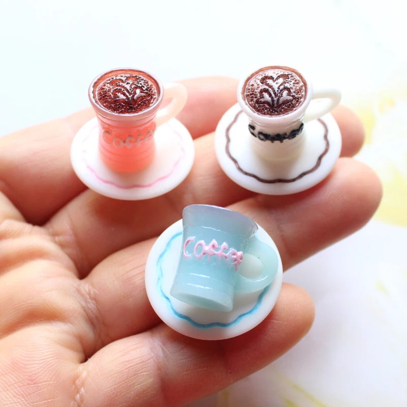 10pcs Mini Coffee Cup Plate Charm Cute Drink Cup Pendant DIY Earring  Necklace Bracelet Phone Keychain Jewelry Making Accessories