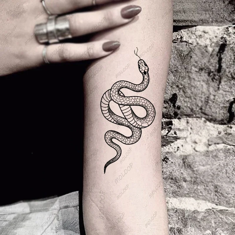

Tattoo Stickers Black Snake Sexy Spider Wolf Small Body Art for Women Men Fake Tattoos Waterproof Temporary Makeup