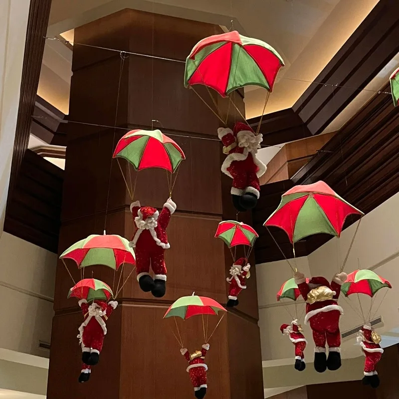 6er-Pack Weihnachtsmann-Shop-Dekoration, Atmosphäre zum Aufhängen, Fallschirm, Weihnachtspuppe, Dekoration, DIY-Weihnachtsszene, Dekoration