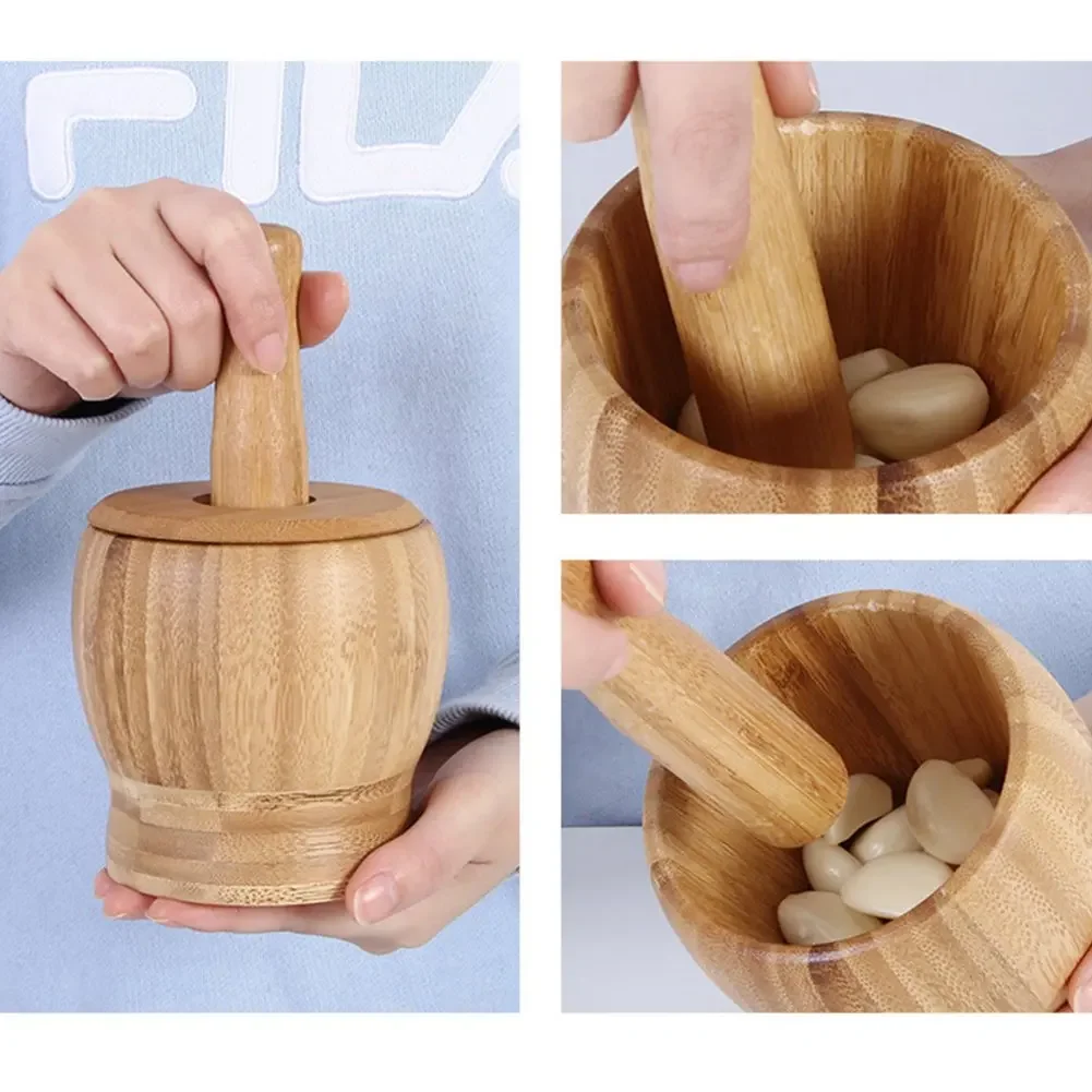 Bamboo Garlic Crusher Artifact Home Garlic Paste Grinder Crusher Presser Mortar Mortar