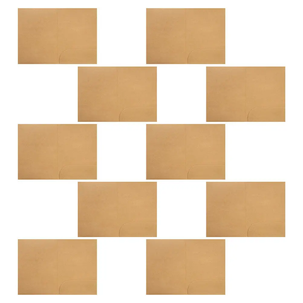 10Pcs 크래프트 종이 파일 폴더 A4 접이식 포트폴리오(포켓 포함) 학술 전문가용 세련된 미니멀리스트 문서 홀더