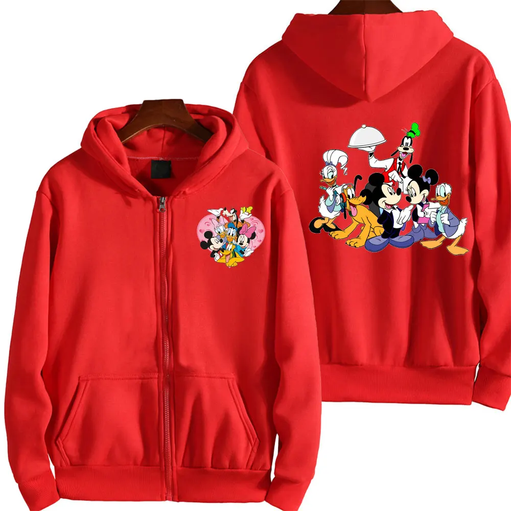 

2024 New Spring and Autumn Men's Kawaii Disney Zipper Hoodie Women's Street Large Casual Sports Couple Hoodie