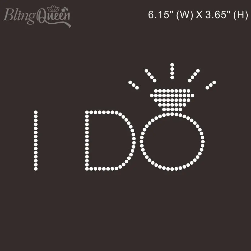 

BlingQueen-Korean Rhinestone Iron On Appliques, I Do Design, 25Pcs Lot