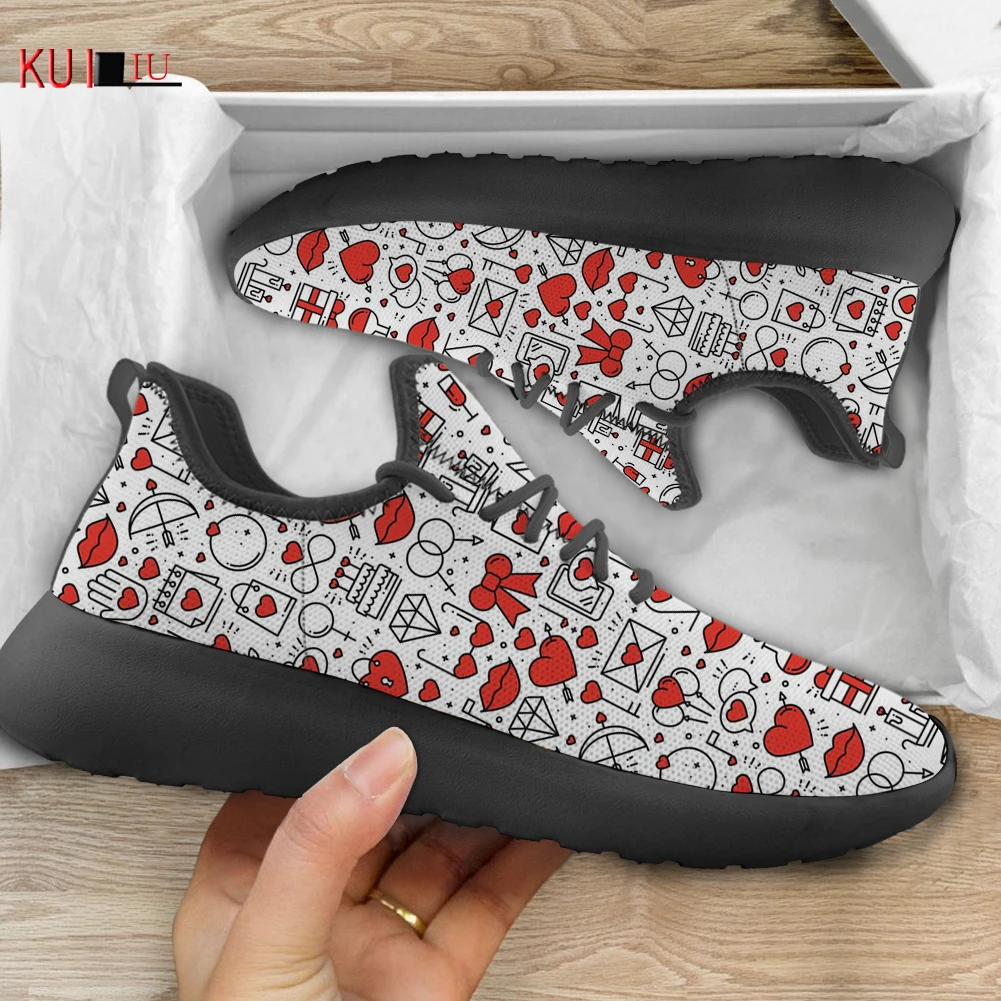 

Женские кроссовки с граффити KUILIU, Повседневные вязаные кроссовки на плоской подошве с графическим принтом, осенняя дышащая обувь для прогулок, подарок для пар