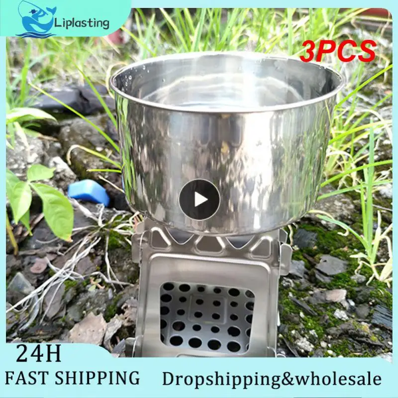 

3PCS Lixada Compact Folding Titanium / Stainless Steel Wood Stove Outdoor Cooking Picnic Camping Stove Portable Wood Furnace