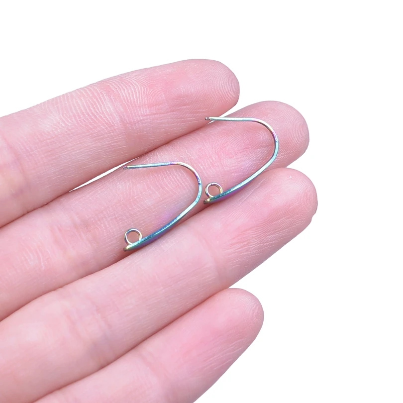 50pcs/Lot Rainbow Ear Hooks For Jewelry Making Earrings Ear Piercing Hoop Stainless Steel Jewelry Findings Wholesale Components