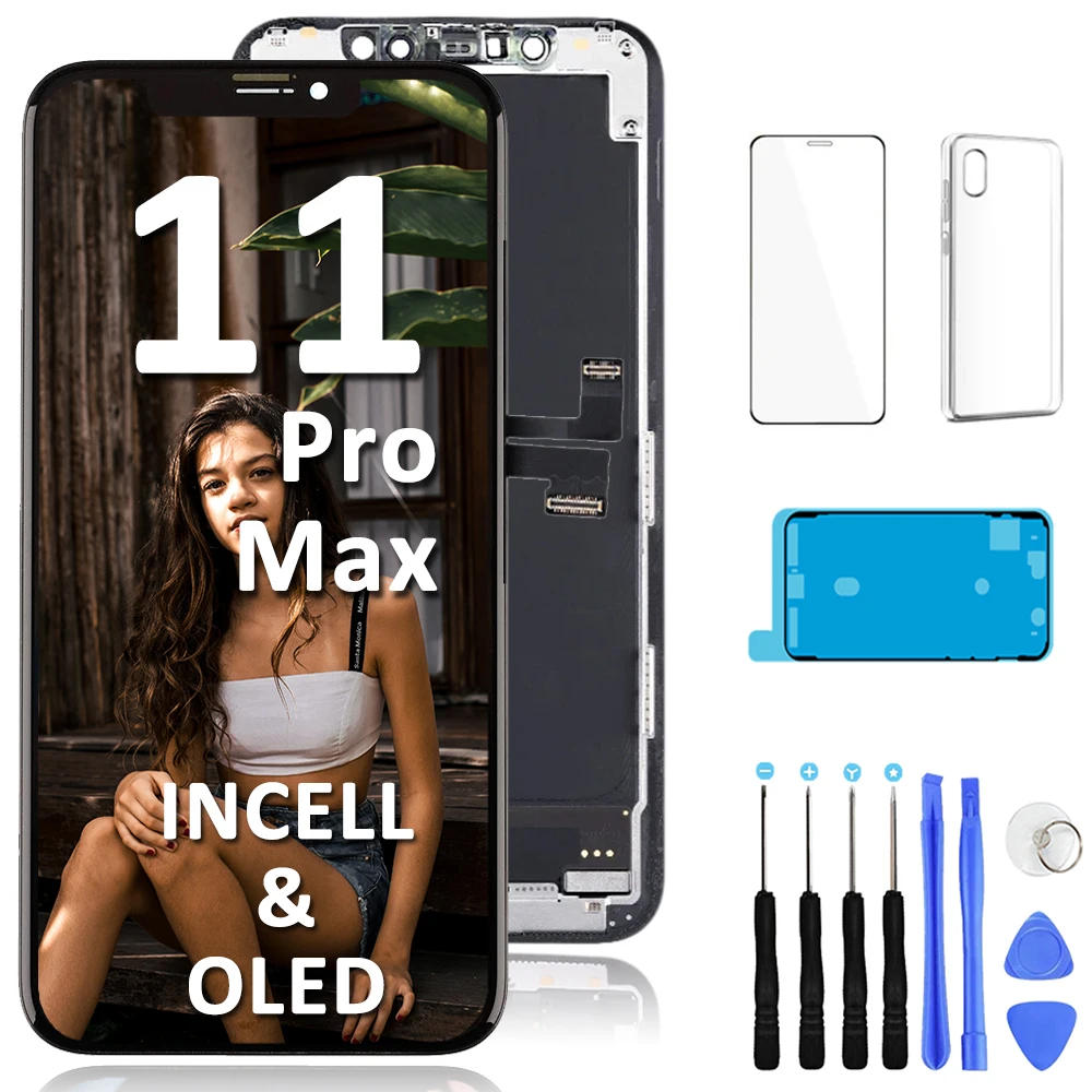 

AAA+ For iPhone X XR XS 11 12 Pro Max LCD Screen Touch Digitizer Assembly Replacement Incell OLED No Dead Pixels Black Display