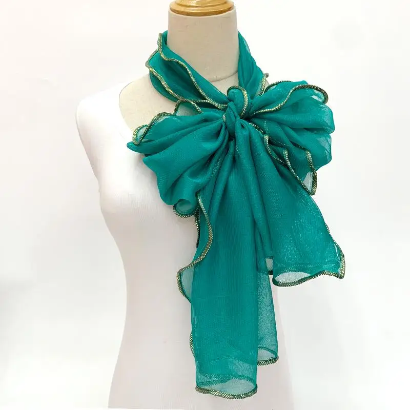 Spitzens chal Frauen leichte Hijab elegante 2024 Druck Seide Halstuch Schal Wraps Stirnband Griff Haarschmuck Bandana – Detail 12