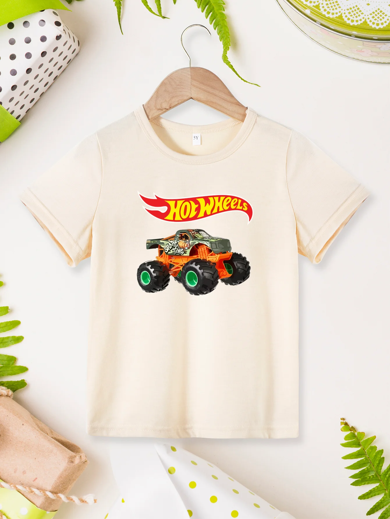 Different Colors Tee T-shirt Short Sleeve Cool Boys Girls Clothes Hot Wheels Printing Round Neck Top T-shirt Children 5