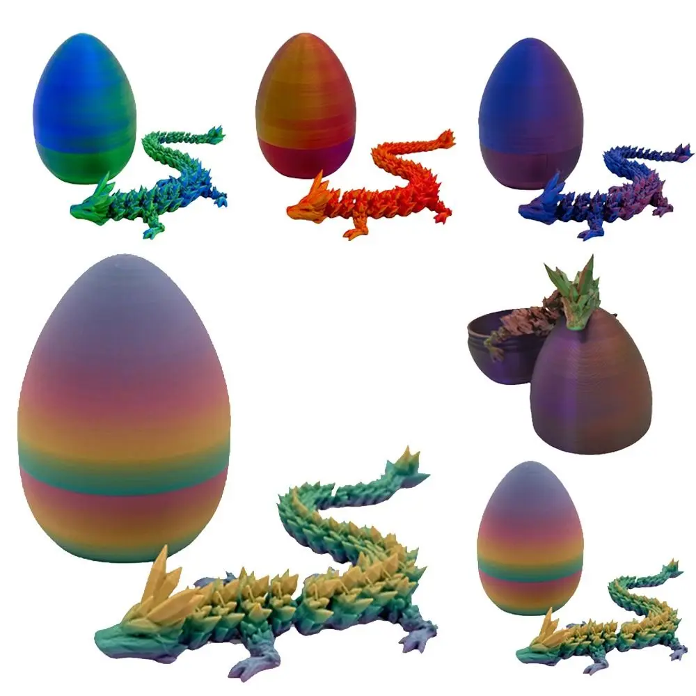 

С подвижными суставами, 3D Печатный шарнирный дракон с яйцом дракона, аквариум с сюрпризом Статуэтка яйца, Рождественский подарок