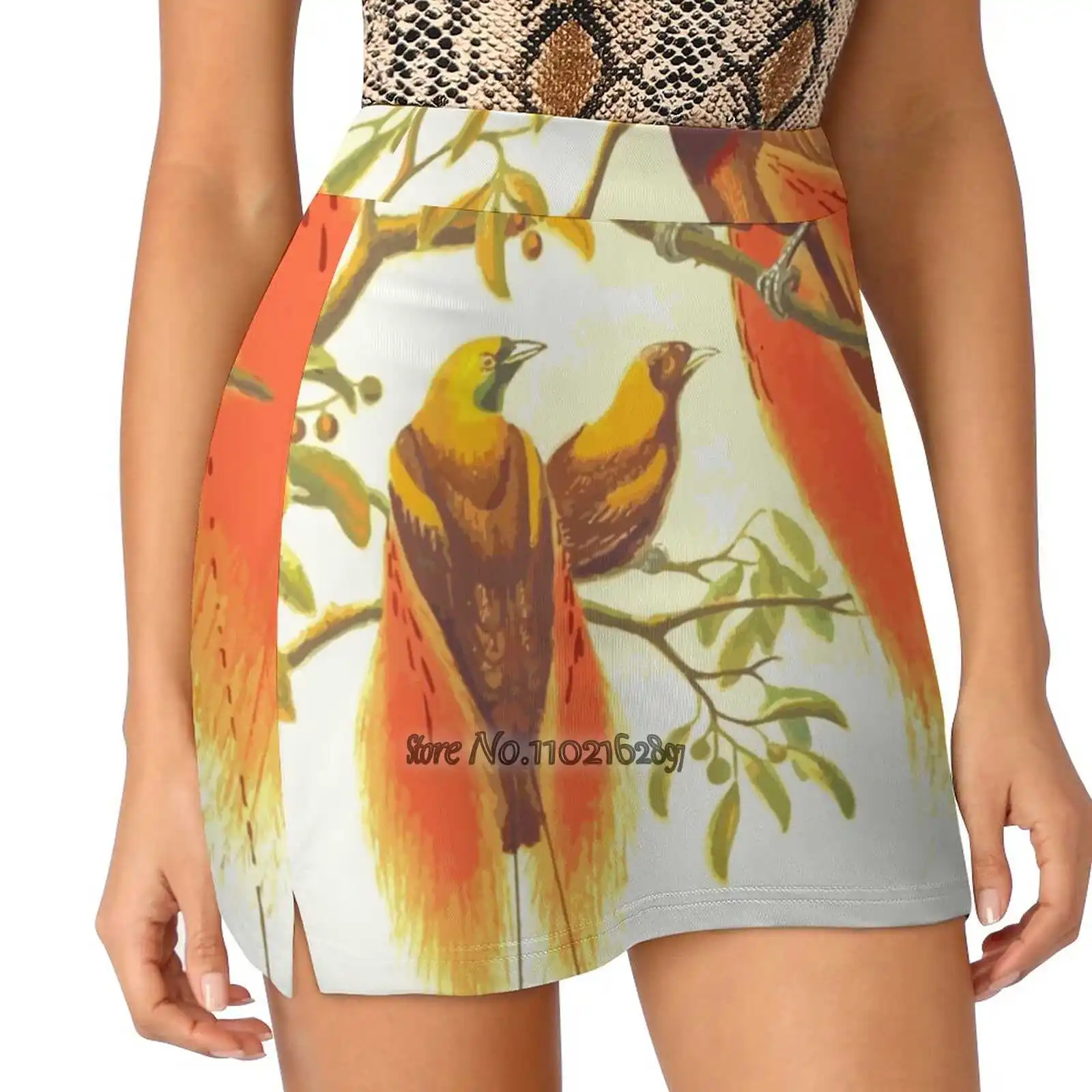 

Passaros Do Paraiso Women Tennis Skirts Golf Badminton Pantskirt Sports Phone Pocket Skort Animal Bird Bird Of Paradise