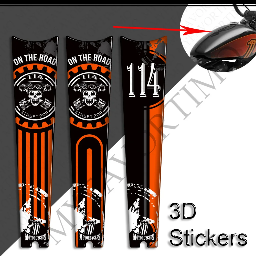 Motorcycle Tank Pad Knee Side Grips Gas Fuel Oil Kit Stickers Decals Protection For Harley Davidson Street Bob 114