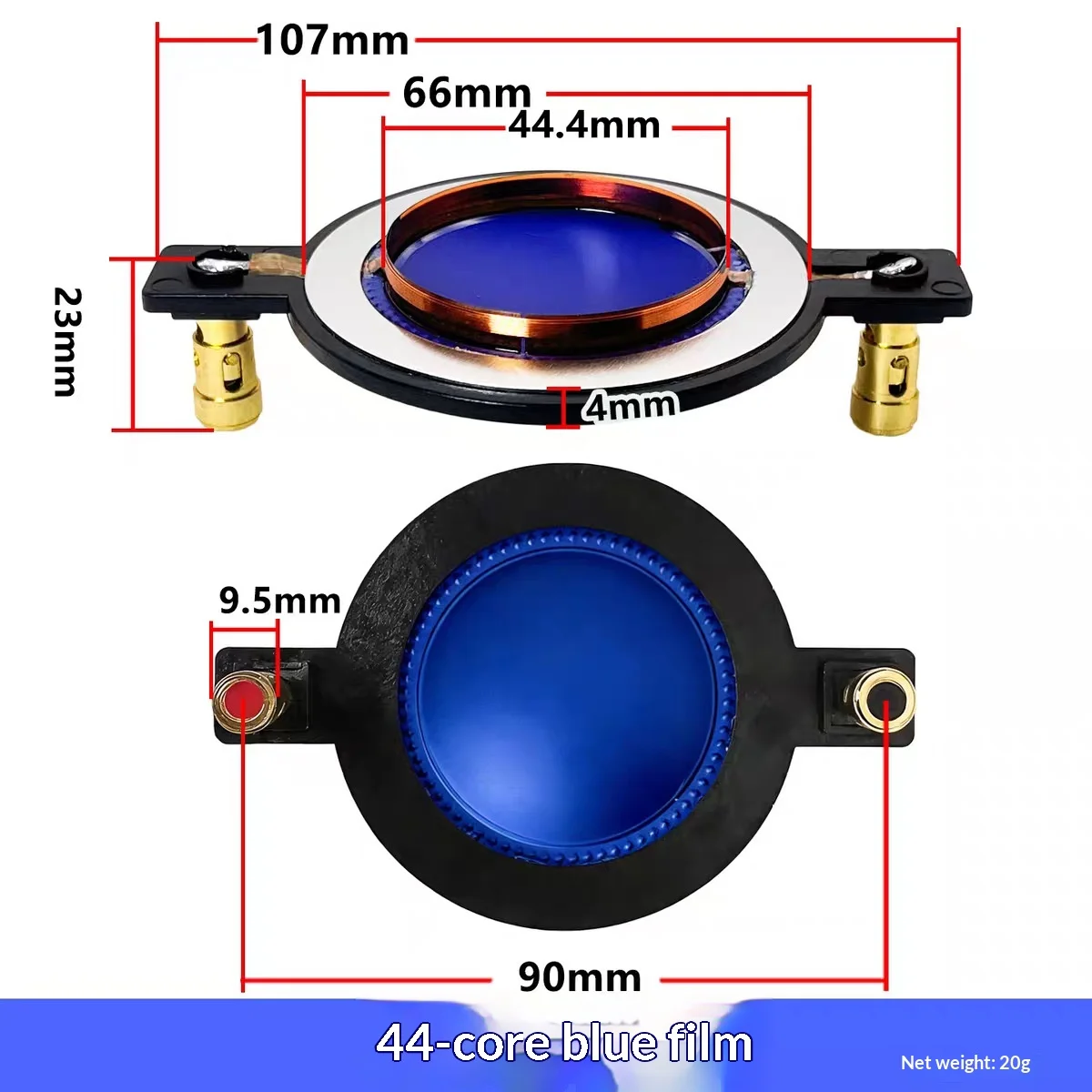44.4mm 고주파 보이스 코일 다이어프램(컬럼 티타늄 필름 플랫 와이어 포함) 44.5 고주파 스피커 수리 부품
