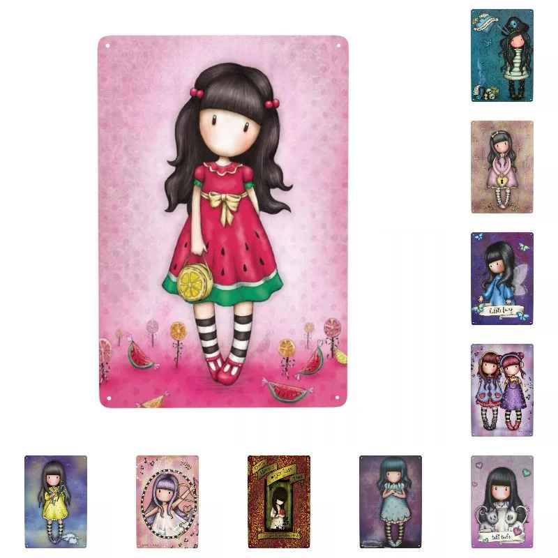 AnimatedCharactersSantoroGorjussMetalTinSignRectangleCustomCartoonDollSignsPlaques