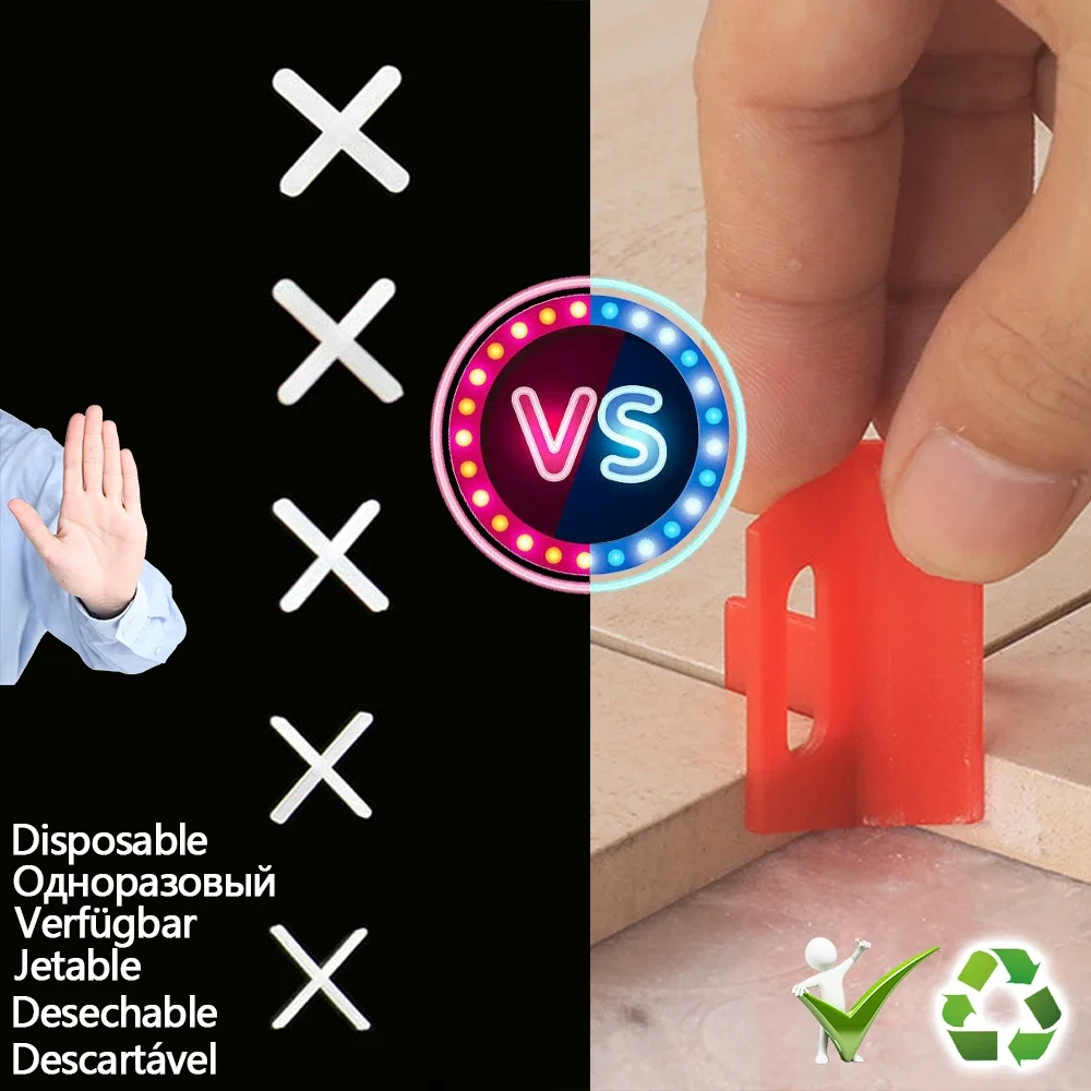 3in1 Ceramic Tile Spacers Clips Wedge Leveling System 50/100Pcs for Floor Wall Tile Gap Leveling System Construction Tools