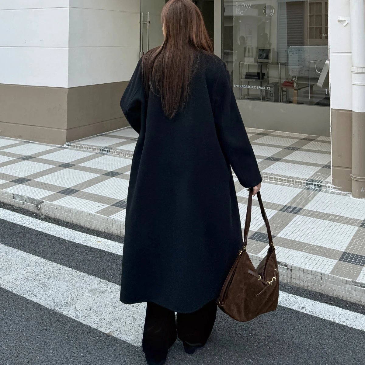 Fashion Plus Size Women Woolen Coat Premium Simple Luxurious Commuter 69% Wool Double Sided Gold Buckle Loose Long Overcoat 9428