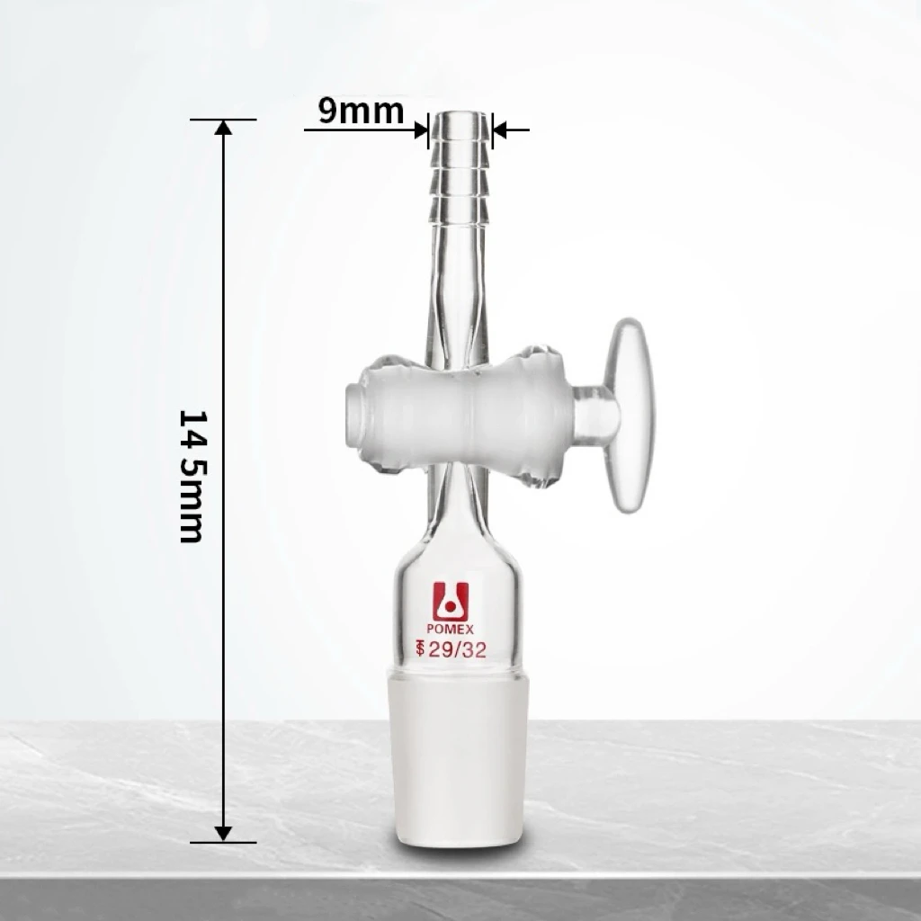 14/23 19/26 24/29 29/32 Joint Borosilicate Glass Lab Straight Adapter With PTFE Stopcock Ware