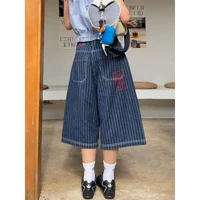 Women's Light Blue Calf Length Cargo Jeans Harajuku Y2k Baggy Denim Trousers Japanese 2000s Oversize Jean Pants Vintage Clothes - Image 2