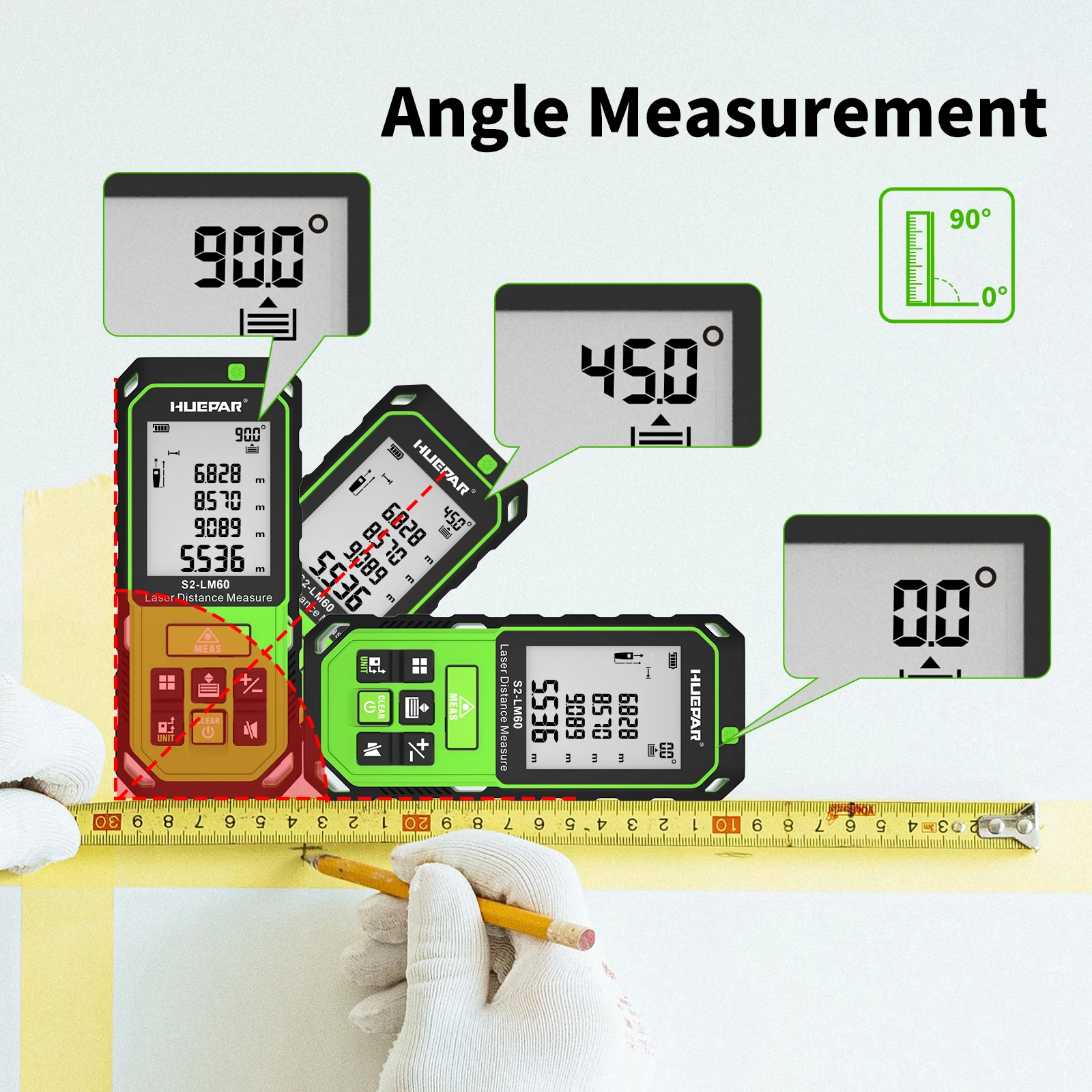 100M Green Beam Laser RangeFinder Distance Measure Rechargeable Measurement Tool