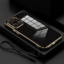 Luxury Plating Lanyard Silicone Case - Soft Protective Cover for Magic 6 Lite (ZBSS Black)