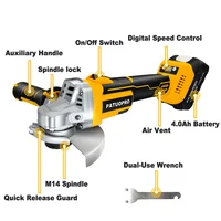 PATUOPRO 125mm Electric Angle Grinder 5000-9000RPM Brushless Cutter Machine Variable Impact Grinding Tool For Makita 18V Battery 2