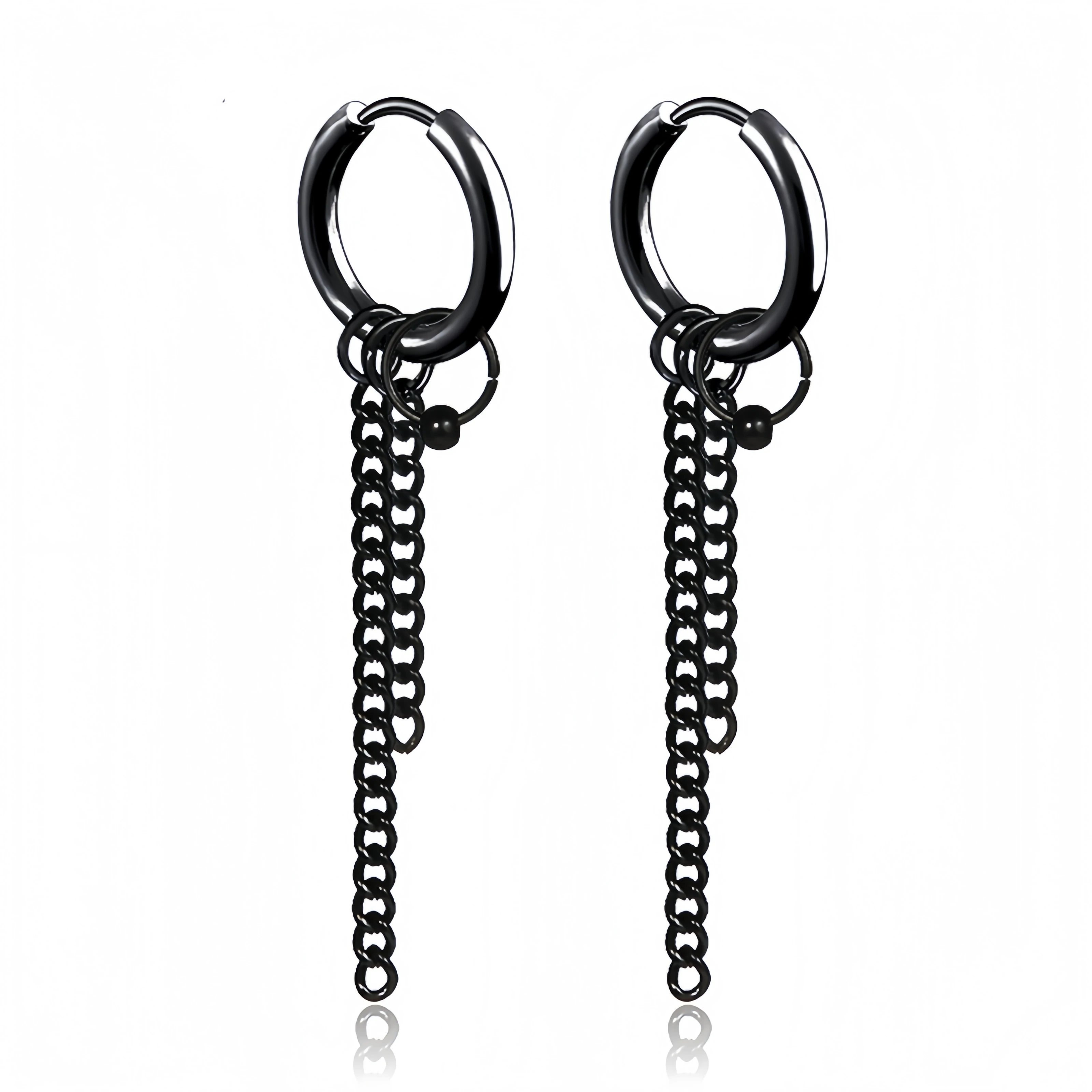 1 Paar Punk-Gothic-Kreuze, schwarz, lange Edelstahl-Piercing-Creolen für Damen und Herren, 2022, trendiger Schmuck, Geschenke für Freund – Detail 6