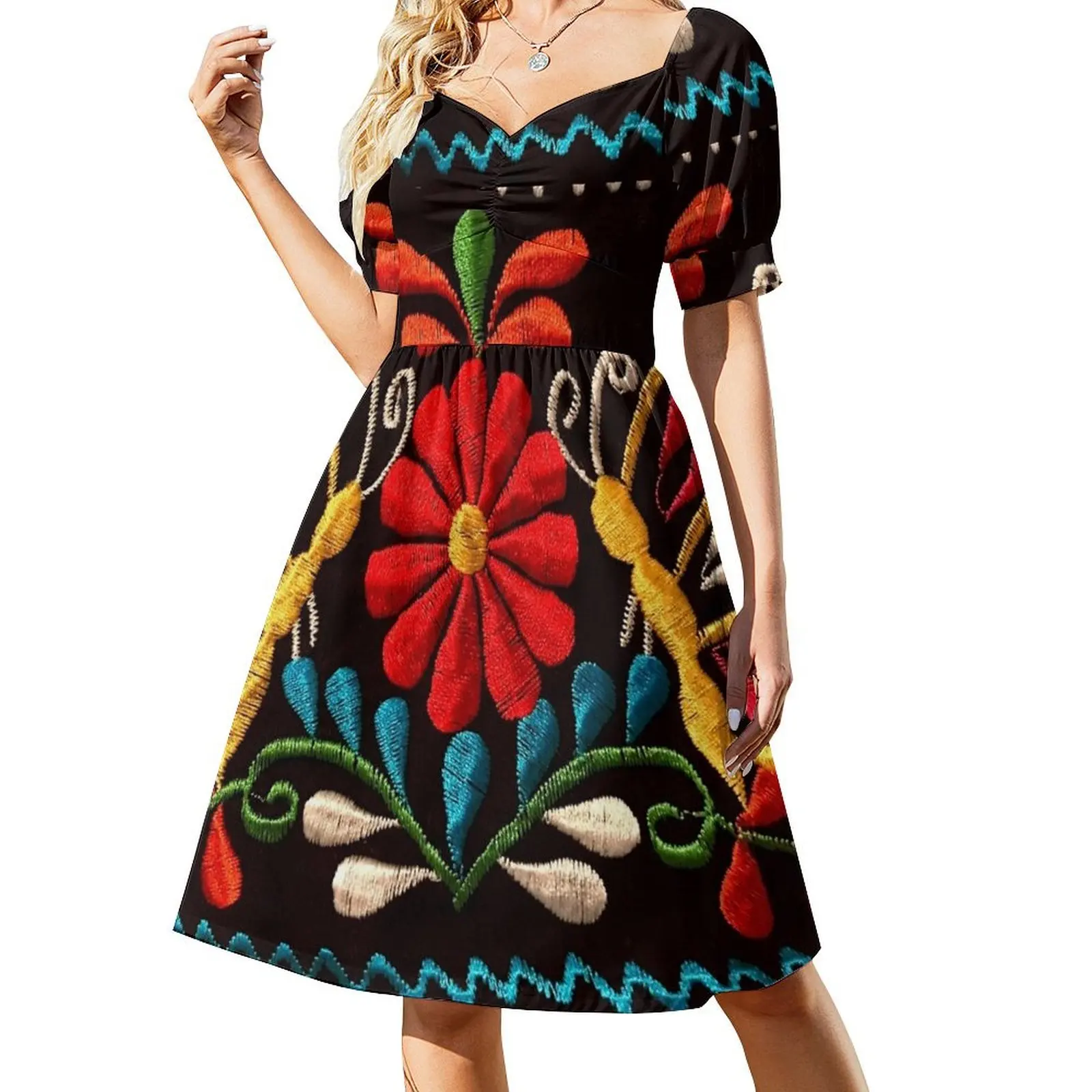 thumbnail image 1 of Vestido de manga corta con mariposas y flores rojas Cóctel de vestidos Vestido de noche Vestido, 1 of 8